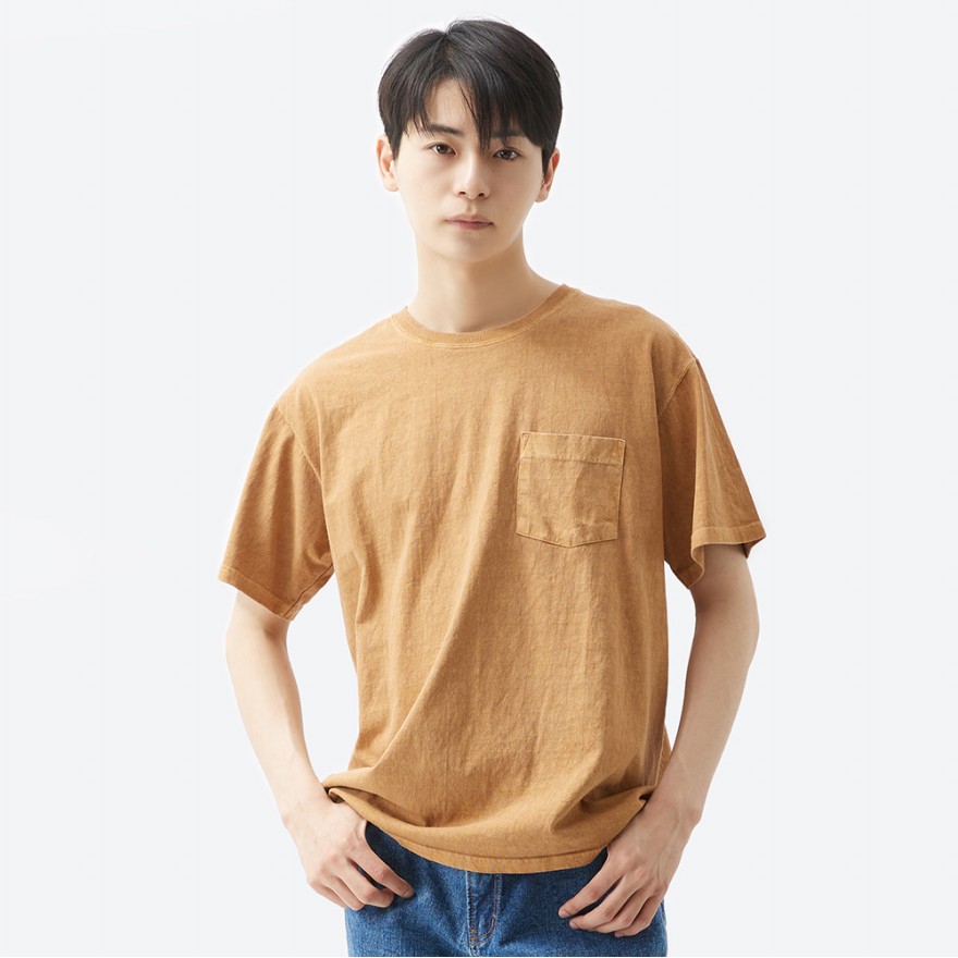 굿온 5.5oz 포켓 반팔 티셔츠 - 피그먼트 모카